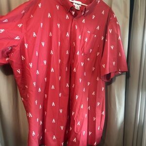 Harbor Bay Red Lobster Print Casual Shirt
